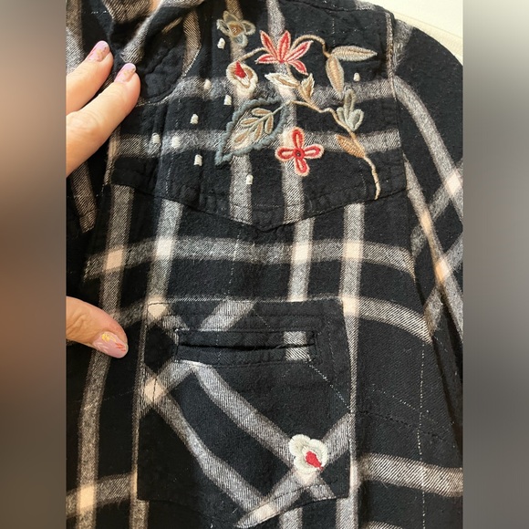 Vintage America Blues flannel with floral stitching - Picture 3 of 4